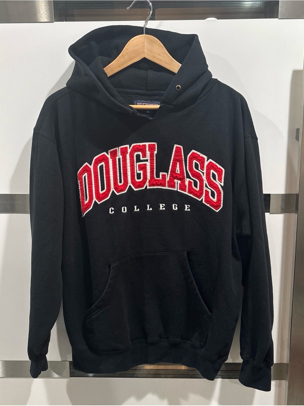 JanSport Black Hoodie Pullover Fleece Sweatshirt Douglass College Medium